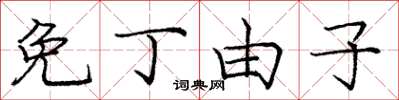 庞中华免丁由子楷书怎么写