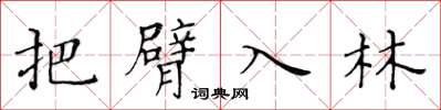 黄华生把臂入林楷书怎么写