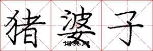 庞中华猪婆子楷书怎么写