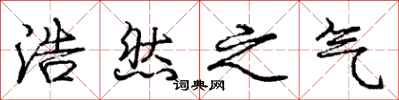 庞中华浩然之气行书怎么写
