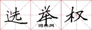 袁强选举权楷书怎么写