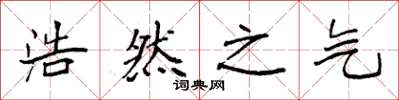 袁强浩然之气楷书怎么写