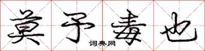 庞中华莫予毒也行书怎么写