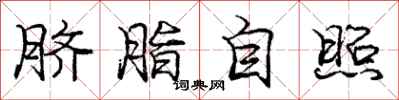 庞中华脐脂自照行书怎么写