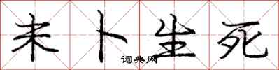庞中华未卜生死行书怎么写