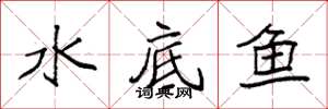 袁强水底鱼楷书怎么写