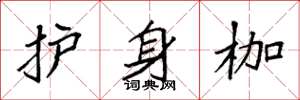 袁强护身枷楷书怎么写