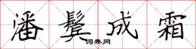 袁强潘鬓成霜楷书怎么写