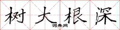 袁强树大根深楷书怎么写