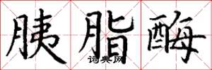 丁谦胰脂酶楷书怎么写