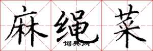 丁谦麻绳菜楷书怎么写