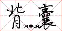 曾庆福背囊行书怎么写