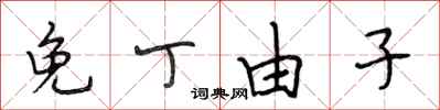 段相林免丁由子行书怎么写
