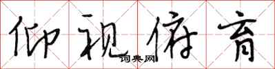 段相林仰视俯育行书怎么写