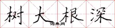 侯登峰树大根深楷书怎么写
