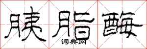 柯春海胰脂酶隶书怎么写