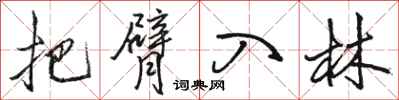 骆恒光把臂入林行书怎么写