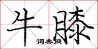庞中华牛膝楷书怎么写
