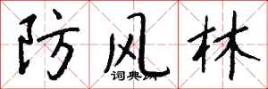 钱沛云防风林行书怎么写