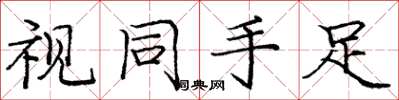 庞中华视同手足楷书怎么写