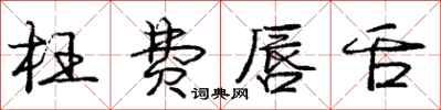 庞中华枉费唇舌行书怎么写