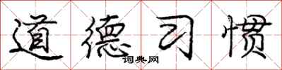 庞中华道德习惯行书怎么写