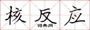 袁强核反应楷书怎么写