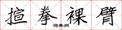 袁强揎拳裸臂楷书怎么写