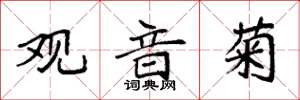 袁强观音菊楷书怎么写