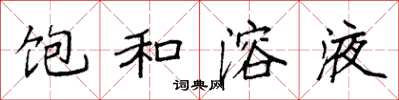 袁强饱和溶液楷书怎么写