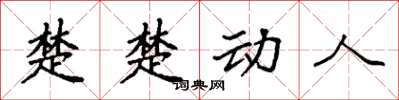 袁强楚楚动人楷书怎么写