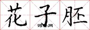 丁谦花子胚楷书怎么写