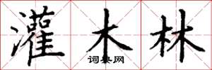 丁谦灌木林楷书怎么写