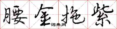 曾庆福腰金拖紫行书怎么写