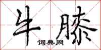 曾庆福牛膝行书怎么写