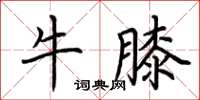 荆霄鹏牛膝楷书怎么写
