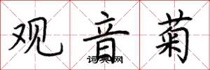 荆霄鹏观音菊楷书怎么写