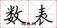 荆霄鹏数表楷书怎么写