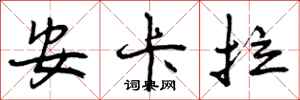 曾庆福安卡拉行书怎么写