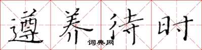 黄华生遵养待时楷书怎么写