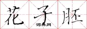 黄华生花子胚楷书怎么写
