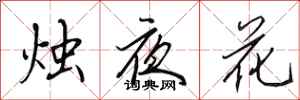 田英章烛夜花行书怎么写