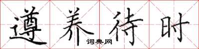 田英章遵养待时楷书怎么写