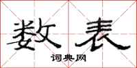 范连陞数表隶书怎么写