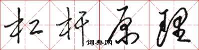 骆恒光杠杆原理草书怎么写