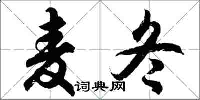 胡问遂麦冬行书怎么写