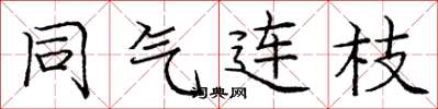 庞中华同气连枝楷书怎么写