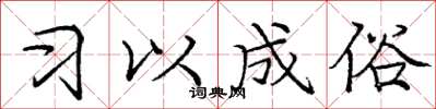 庞中华习以成俗楷书怎么写