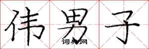 庞中华伟男子楷书怎么写