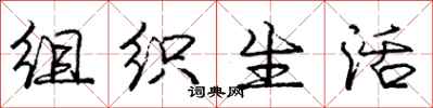 庞中华组织生活行书怎么写